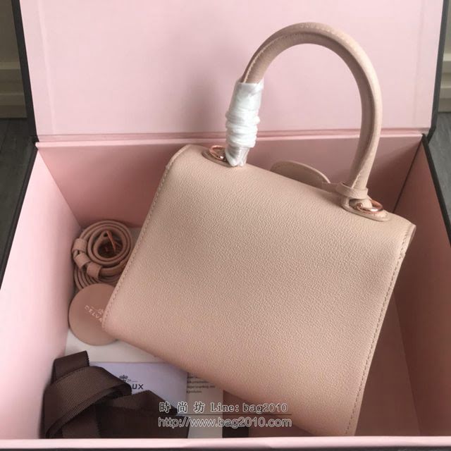 DELVAUX女包 2019春夏最新色 專櫃原廠皮 德爾沃女手提包 DV0020裸粉玫瑰金 小號 Delvaux單肩斜挎包  fcs1160